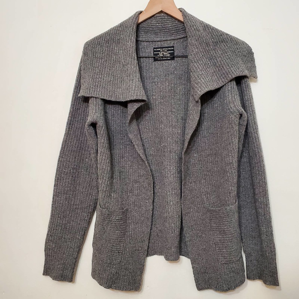 AllSaints Spital Fields Alpaca Blend Gray Cardigan